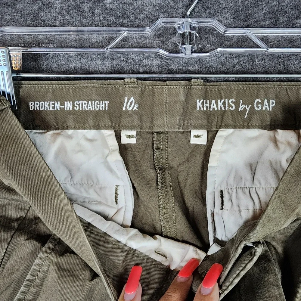 Gap Khakis Pants Women 10R Broken-In Straight Olive Green EUC